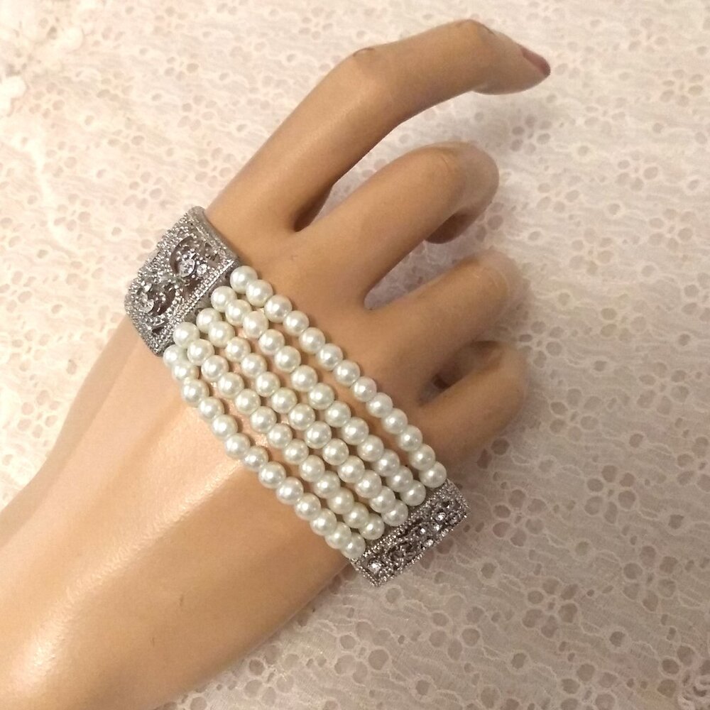 Vintage NEW True Handmade VTG Pearl Bangle Bracelet Timeless Jewelry